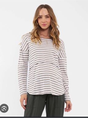Ripe Maternity/ Nursing Lionel Striped Top Long Sleeve size XL